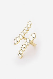 Gold Finish Mirror & Synthetic Stone Ring