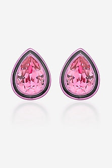 Pink Crystal Enamelled Stud Earrings