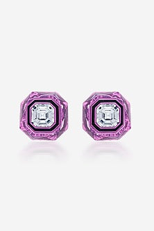 Pink Crystal Enamelled Stud Earrings