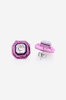 Pink Crystal Enamelled Stud Earrings