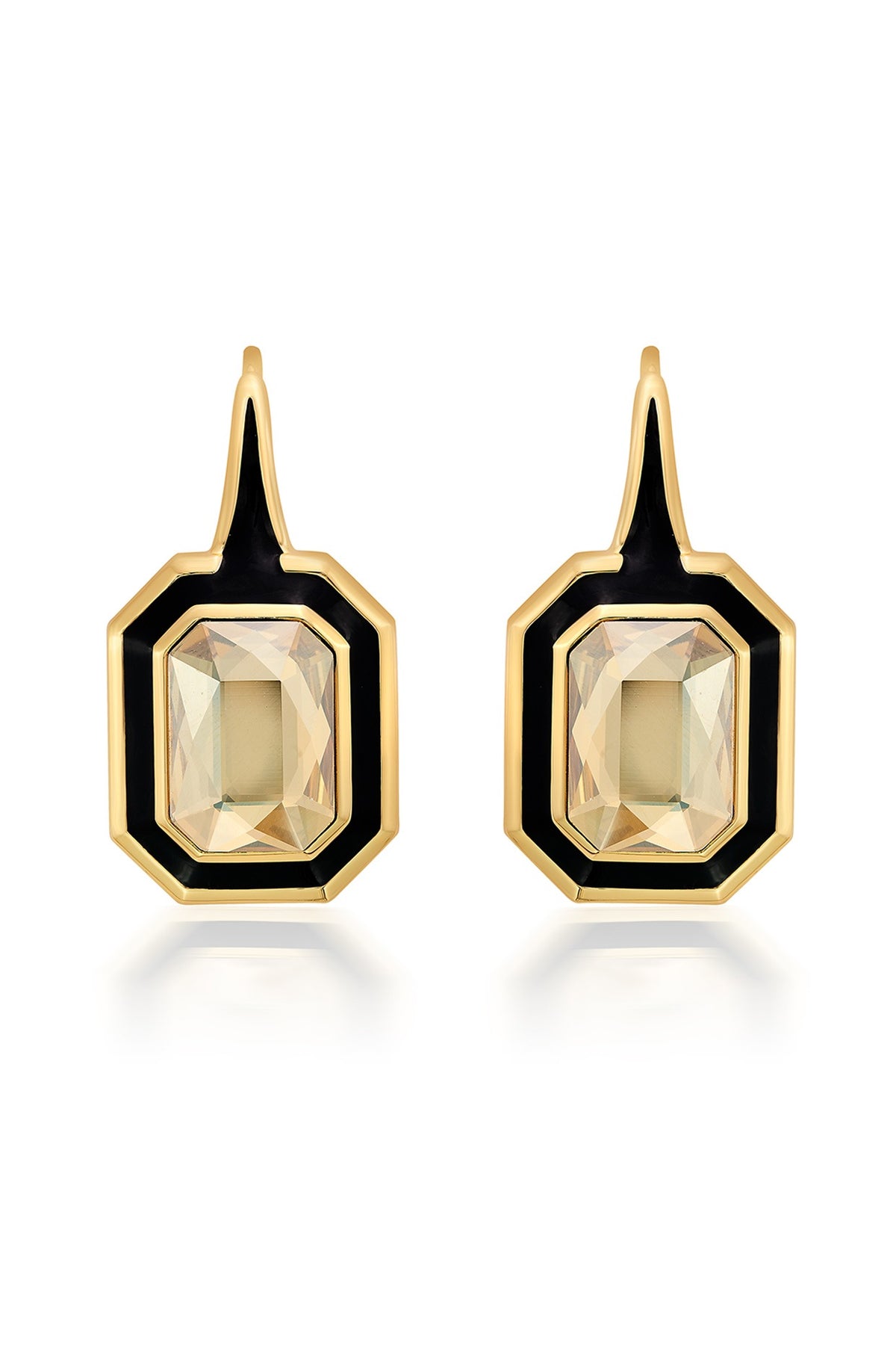 Gold Plated Crystal Enamelled Dangler Earrings