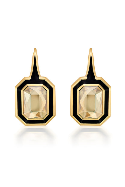 Gold Plated Crystal Enamelled Dangler Earrings