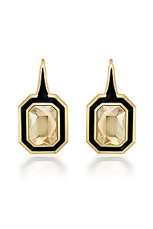 Gold Plated Crystal Enamelled Dangler Earrings