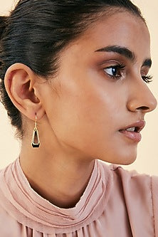 Gold Plated Mirror Enamelled Dangler Earrings