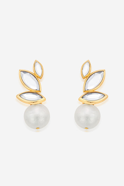 Gold Finish Synthetic Stone Dangler Earrings