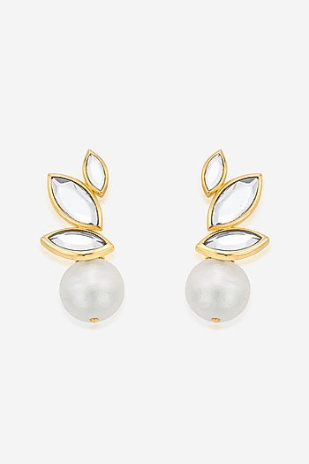 Gold Finish Synthetic Stone Dangler Earrings