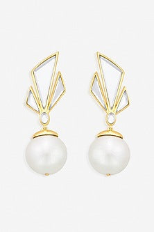 Gold Finish Mirror Dangler Earrings