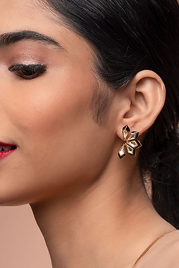 Gold Plated Hand-Cut Mirror Dangler Earrings