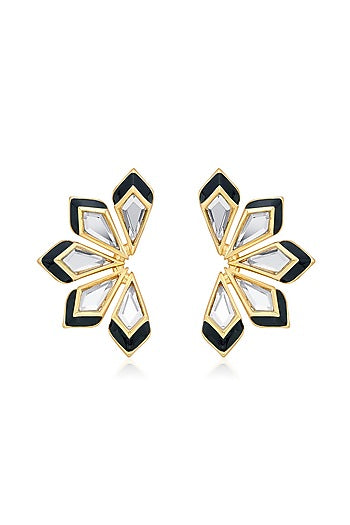 Gold Plated Hand-Cut Mirror Dangler Earrings