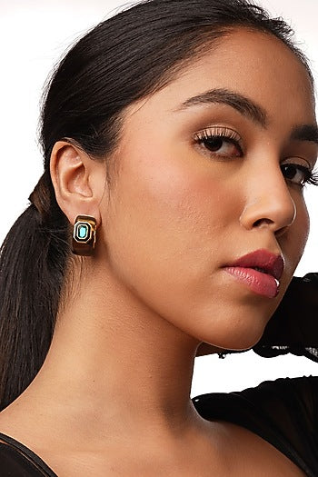 Gold Plated Resin & Crystal Dangler Earrings