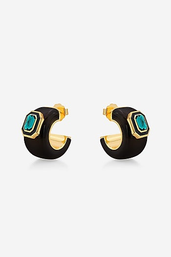 Gold Plated Resin & Crystal Dangler Earrings