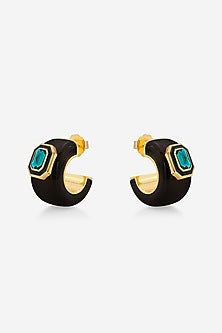 Gold Plated Resin & Crystal Dangler Earrings