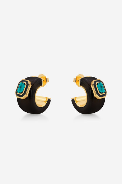 Gold Plated Resin & Crystal Dangler Earrings