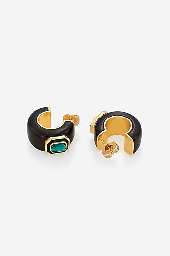 Gold Plated Resin & Crystal Dangler Earrings