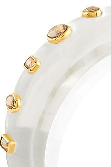Gold Plated White Resin & Mocha Mousse Crystal Cuff