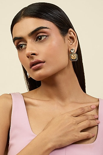 Gold Plated Oceanus Mismatched Enamelled Dangler Earrings