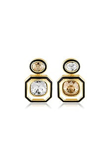 Gold Plated Oceanus Mismatched Enamelled Dangler Earrings