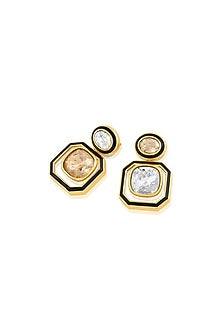 Gold Plated Oceanus Mismatched Enamelled Dangler Earrings
