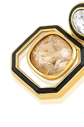 Gold Plated Oceanus Mismatched Enamelled Dangler Earrings