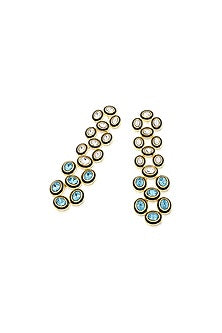 Gold Plated Aqua Cove Crystal Enameled Dangler Earrings