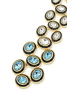 Gold Plated Aqua Cove Crystal Enameled Dangler Earrings