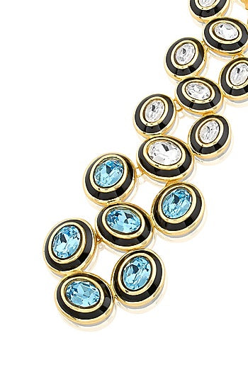 Gold Plated Aqua Cove Crystal Enameled Dangler Earrings