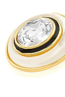 Gold Plated Oceanus Button Crystal Enamelled Stud Earrings