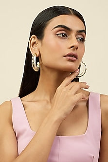 Gold Plated Resin & Mocha Mousse Enameled Hoop Earrings