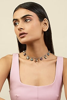 Black Rhodium Finish Dark Sea Charm Choker Necklace
