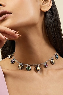 Black Rhodium Finish Dark Sea Charm Choker Necklace
