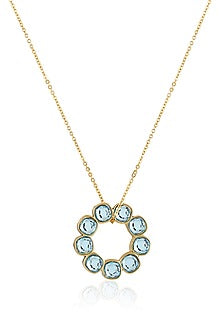 Gold Plated Aquamarine Crystal Reversible Pendant Necklace