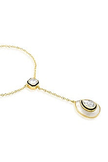 Gold Plated Resin & White Crystal Enamelled Drop Necklace
