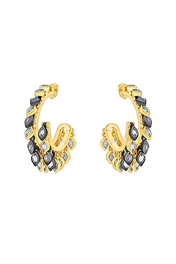 Gold Plated Polki Cut Mirror Hoop Earrings