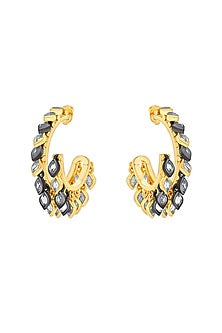 Gold Plated Polki Cut Mirror Hoop Earrings