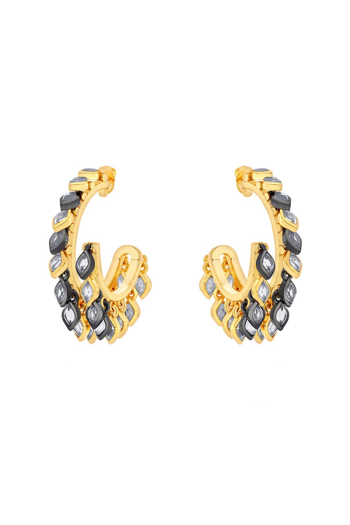 Gold Plated Polki Cut Mirror Hoop Earrings