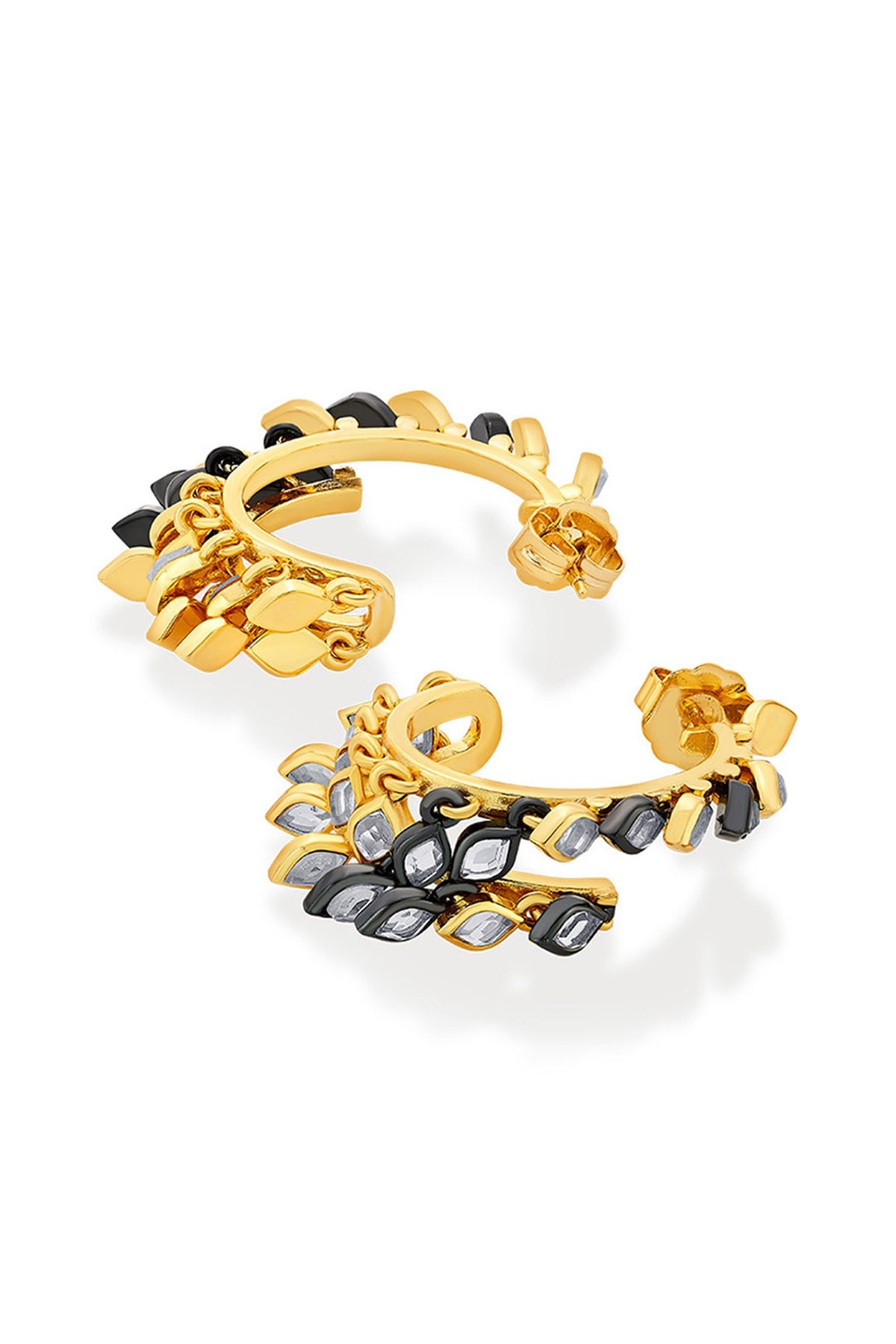 Gold Plated Polki Cut Mirror Hoop Earrings