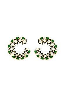 Gold Plated Jade Hoop Earrings