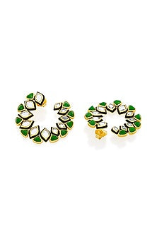 Gold Plated Jade Hoop Earrings
