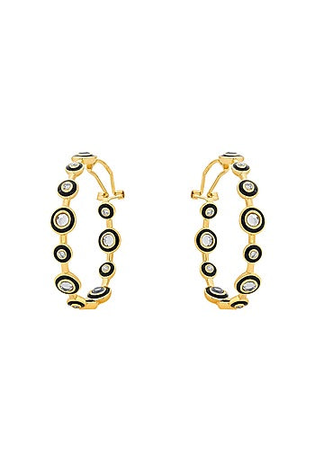 Gold Plated Mirror & CZ Hoop Earrings