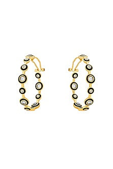 Gold Plated Mirror & CZ Hoop Earrings