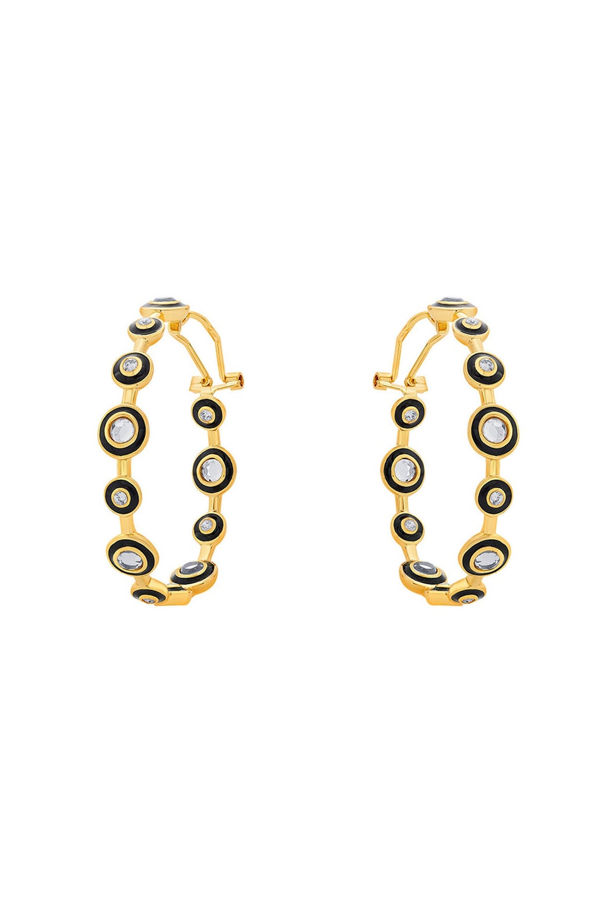 Gold Plated Mirror & CZ Hoop Earrings