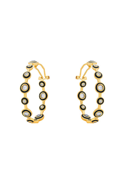 Gold Plated Mirror & CZ Hoop Earrings