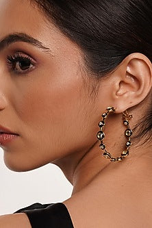 Gold Plated Mirror & CZ Hoop Earrings