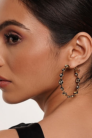 Gold Plated Mirror & CZ Hoop Earrings