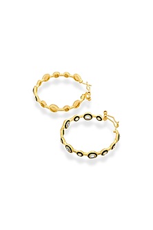 Gold Plated Mirror & CZ Hoop Earrings