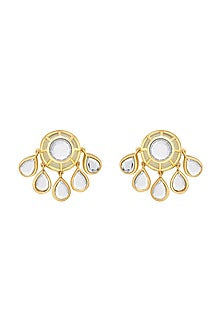 Gold Plated Mirror Enamelled Stud Earrings