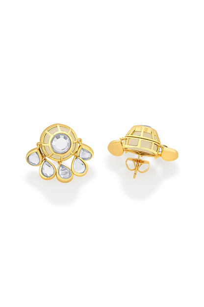 Gold Plated Mirror Enamelled Stud Earrings