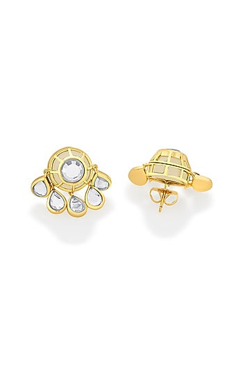 Gold Plated Mirror Enamelled Stud Earrings