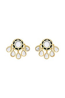 Gold Plated Mirror Enamelled Stud Earrings