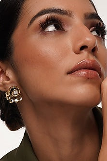 Gold Plated Mirror Enamelled Stud Earrings